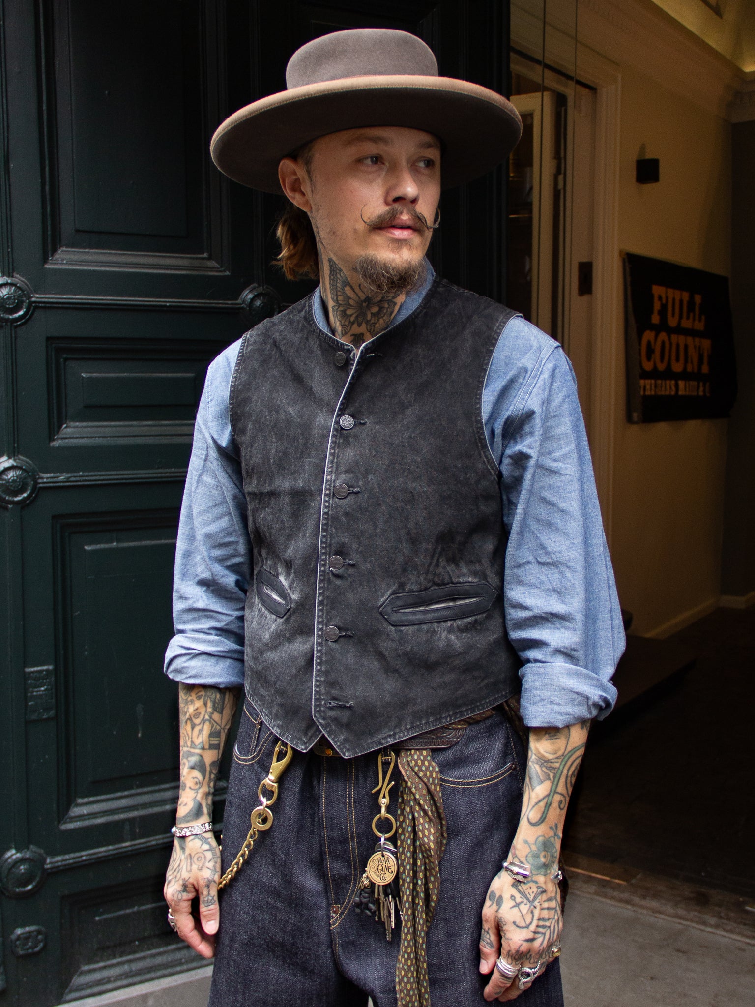 Belafonte Ragtime Clothing, Civilian Deck Vest 28-13, Sumi Blk