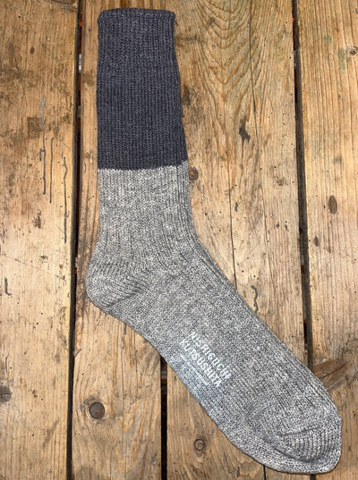 Nishiguchi Kutsushita, Wool Cotton Slab Socks, Charcoal