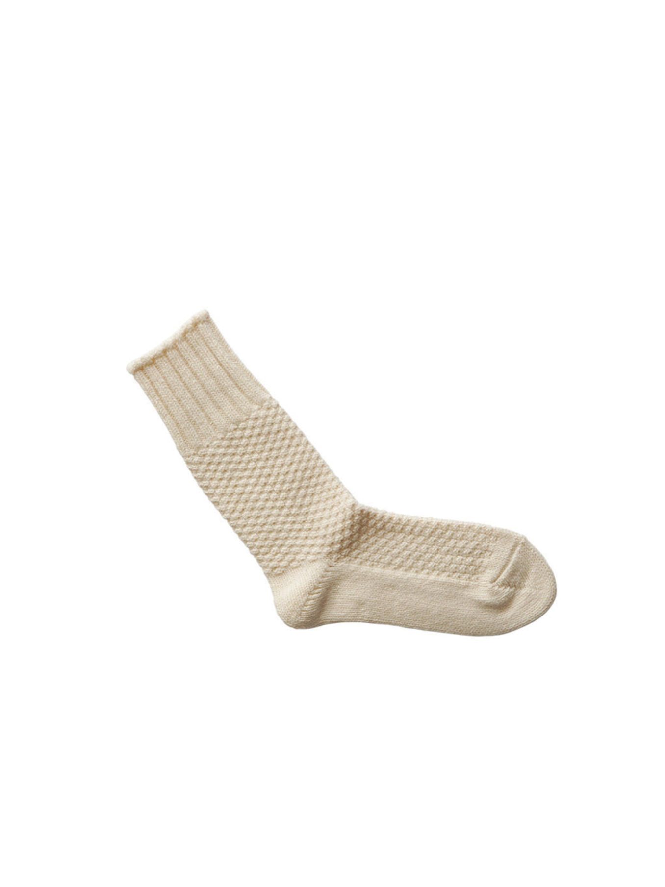 Silk Cotton Ribbed Socks - Beige