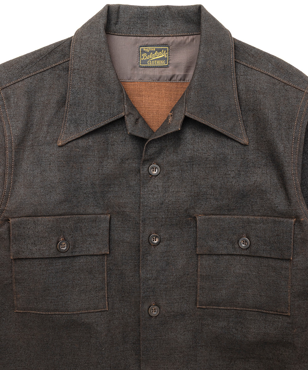 Belafonte Ragtime Clothing, Doromole Slub Yarn Open Collar No Loop