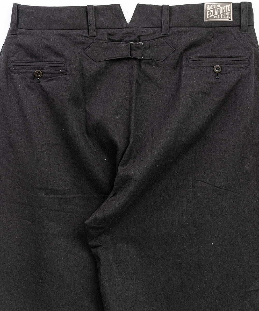 パンツ BELAFONTE RAGTIME TROUSERS Belafonte Ragtime Clothing, Hiback Trouser, Black Cotton/ Linen