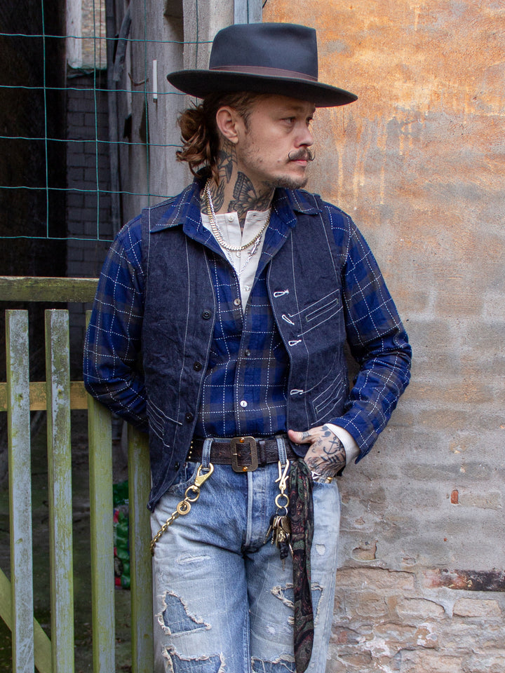 Sugar Cane, Work Vest, Blue Denim – Wardrobe 19