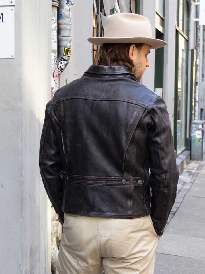 Thedi Leathers, MTC-7945 Sports Jacket, Black Teacore Bruciato