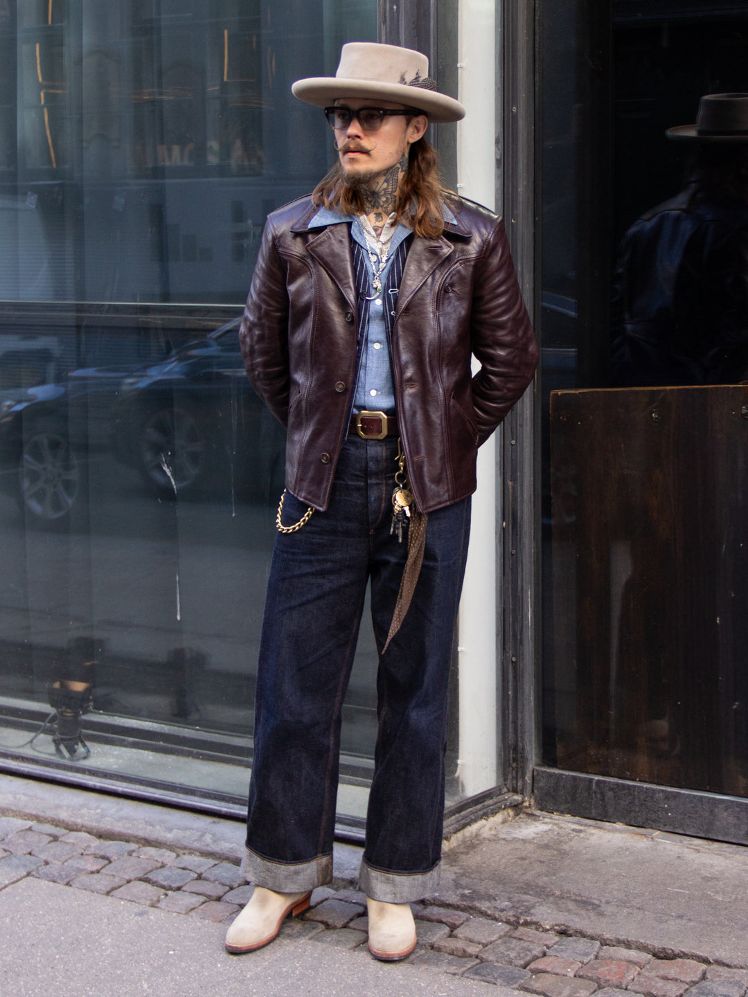 Aero Leather Clothing, Rockafella, Chestnut Badalassi Steerhide