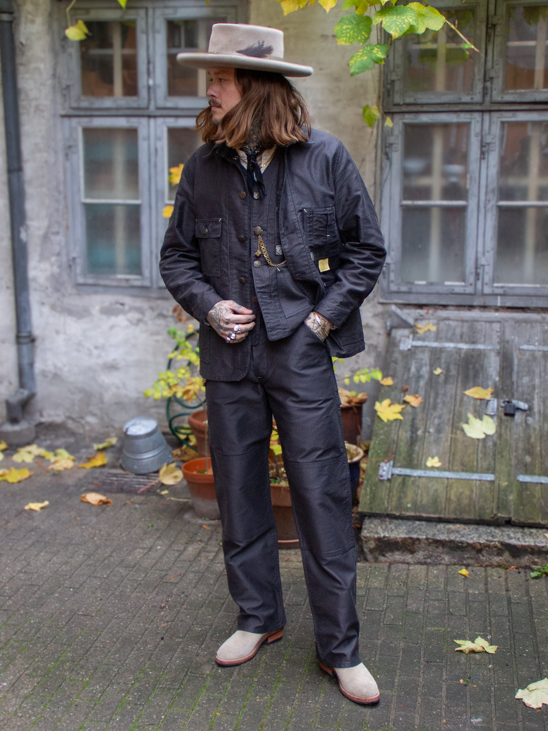 Sugar Cane, Work Vest, Gray Print Moleskin – Wardrobe 19 Sugar Cane, Work Vest, Gray Print Moleskin – Wardrobe 19