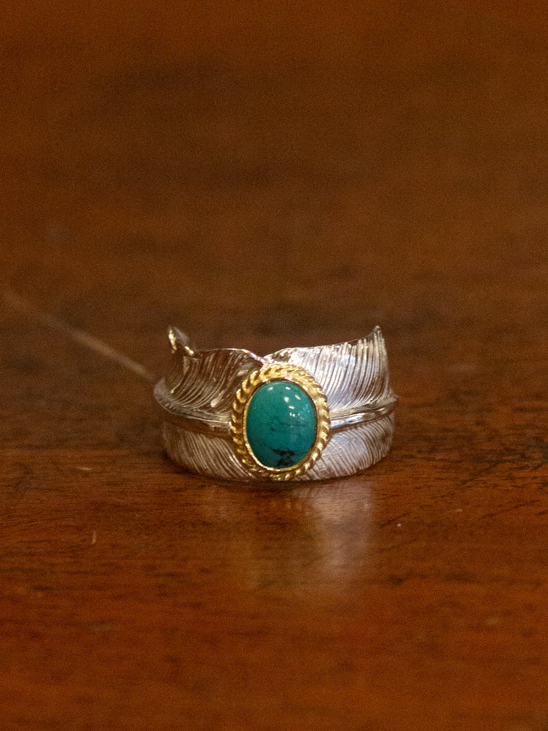 First Arrow's, Feather Ring, Turquoise K18 R-159 – Wardrobe 19