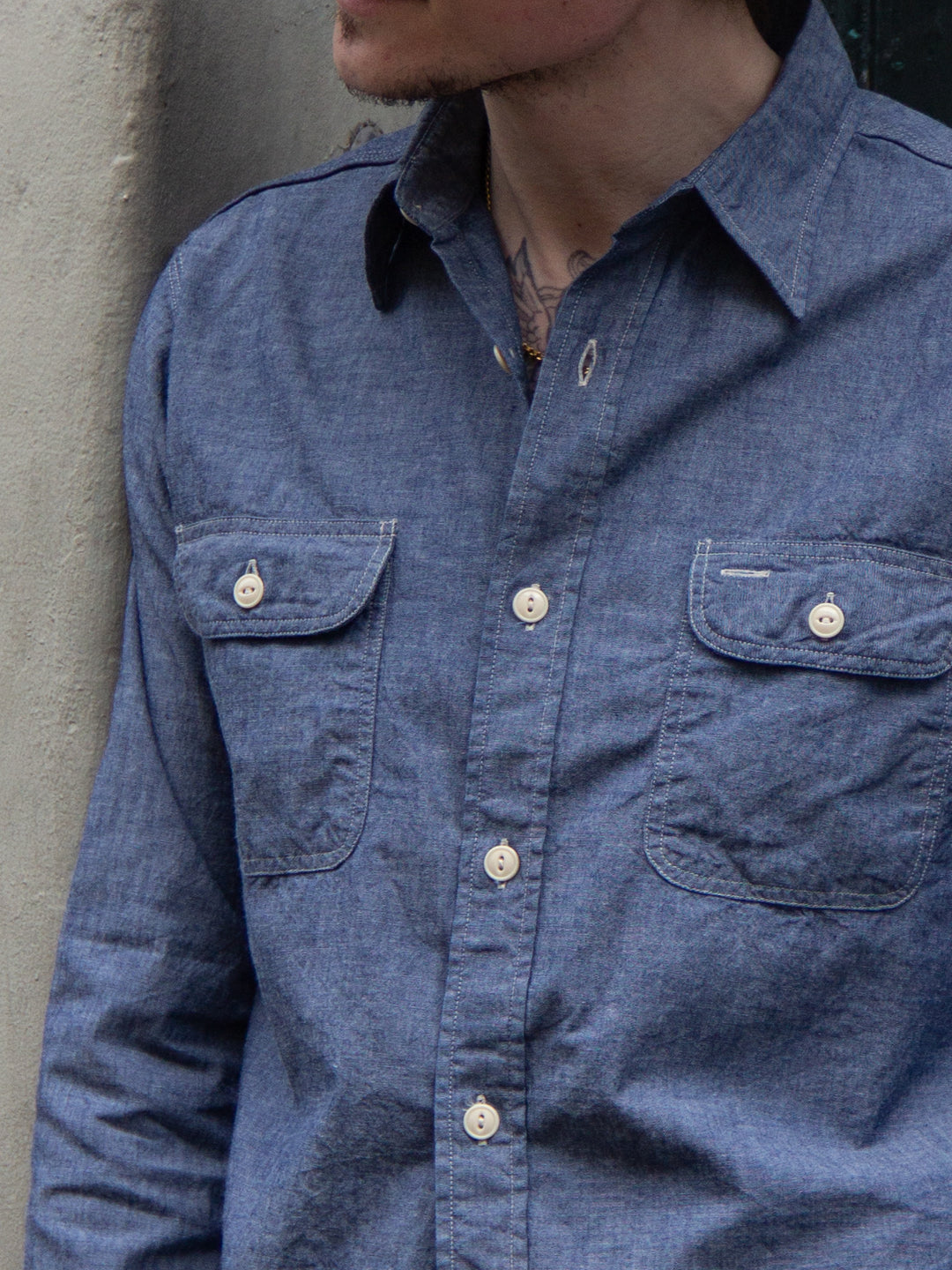 Sugar Cane, L/S Work Shirt SC27850, Blue Chambray – Wardrobe 19