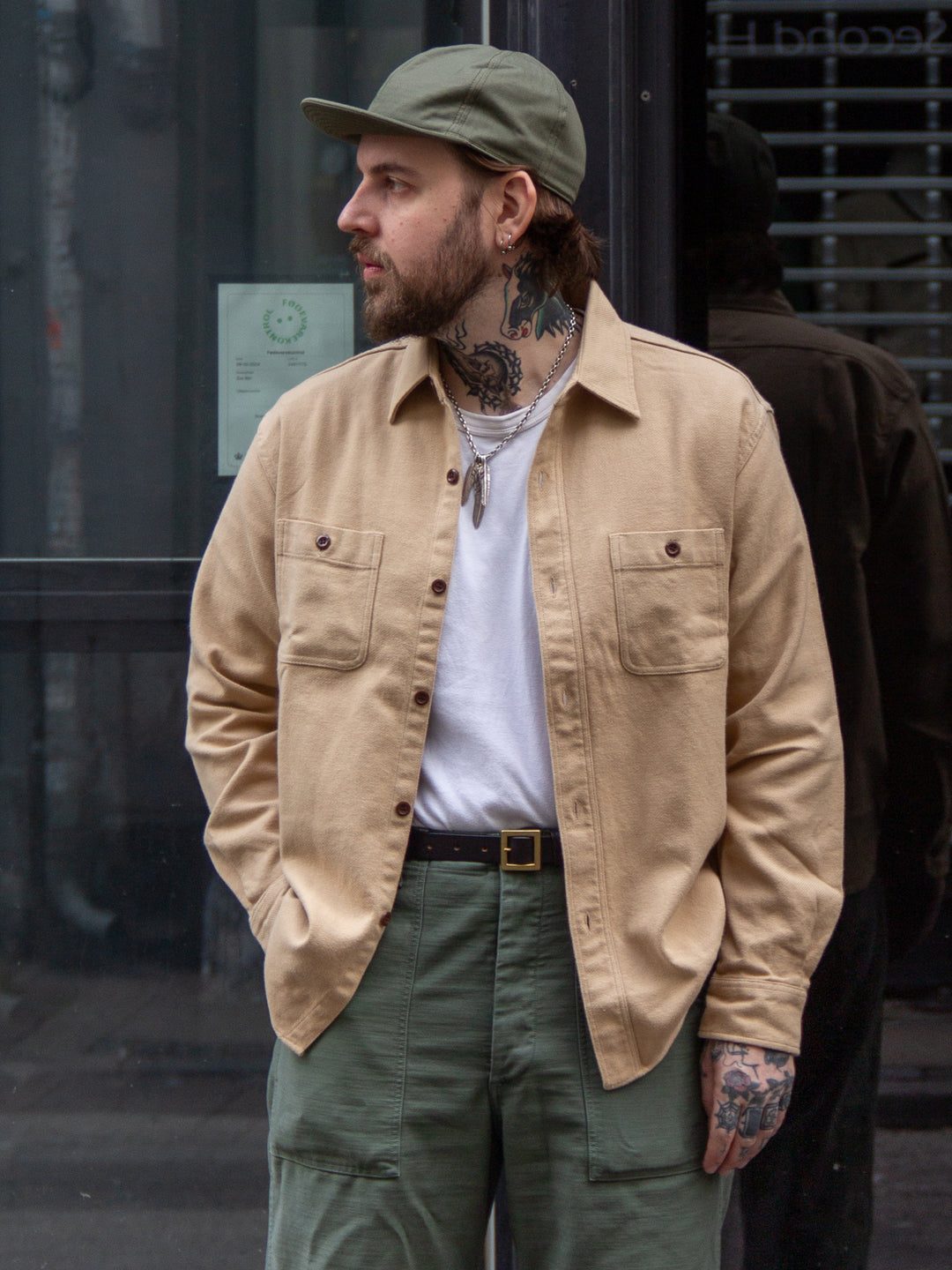 トップス SUGAR CANE - EMB'D WORK SHIRTS Sugar Cane, Work Shirt Cotton Twill SC29560, Beige – Wardrobe 19