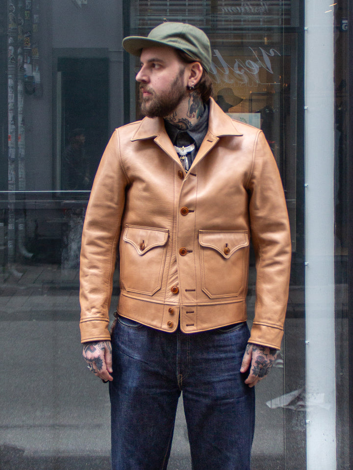 Y'2, KB-162 Cossack Jacket, Kakishibu Persimmon Tannin Horsehide