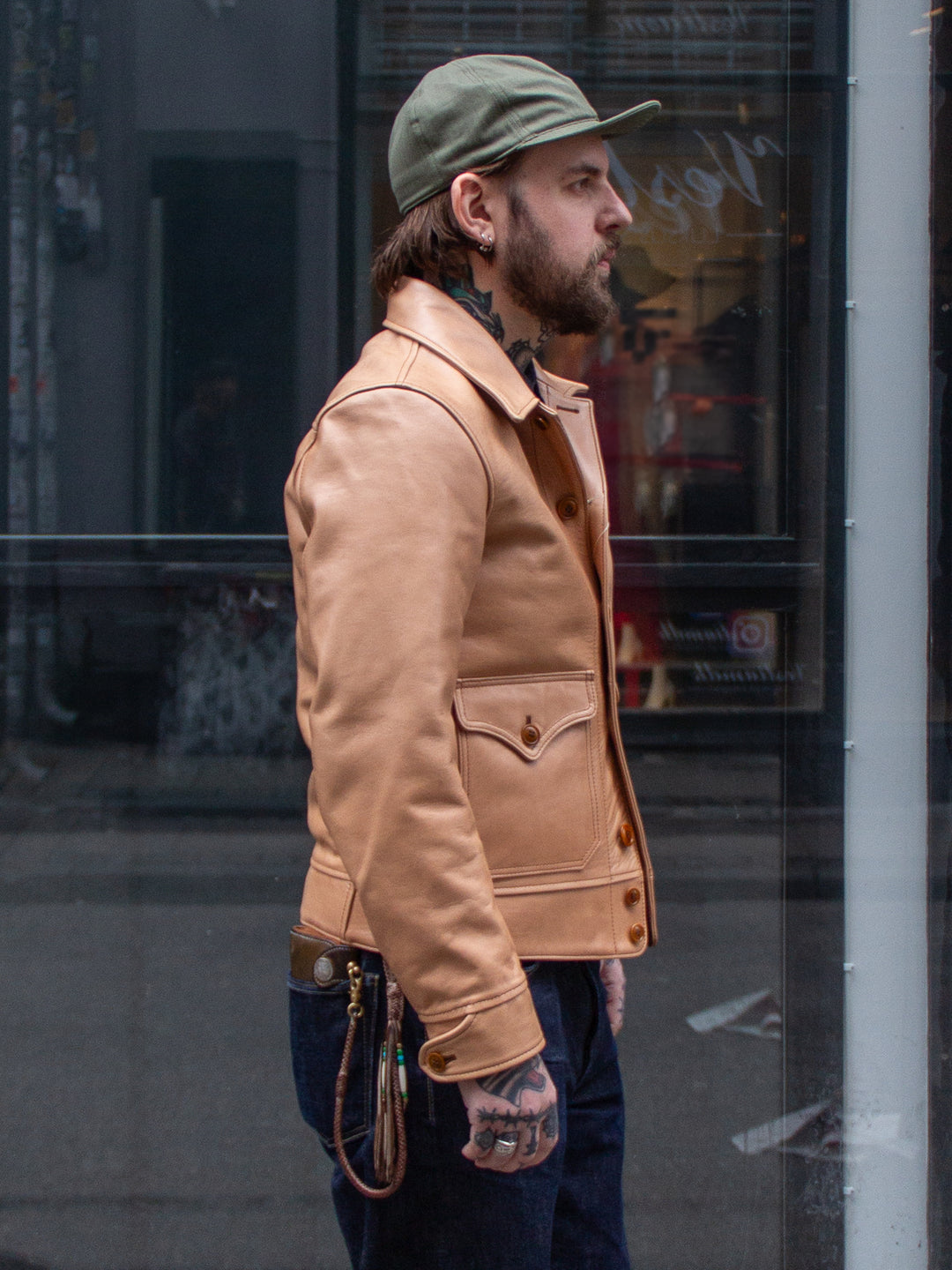 Y'2, KB-162 Cossack Jacket, Kakishibu Persimmon Tannin Horsehide