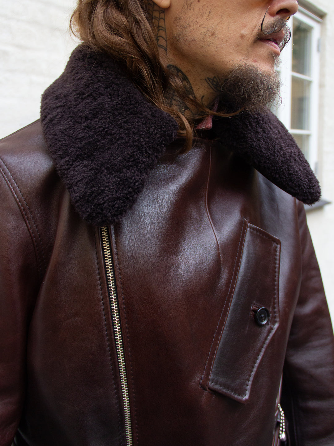 Y'2, YK-05 40's German Motorcycle Belted Half Jacket, Black/ Brown