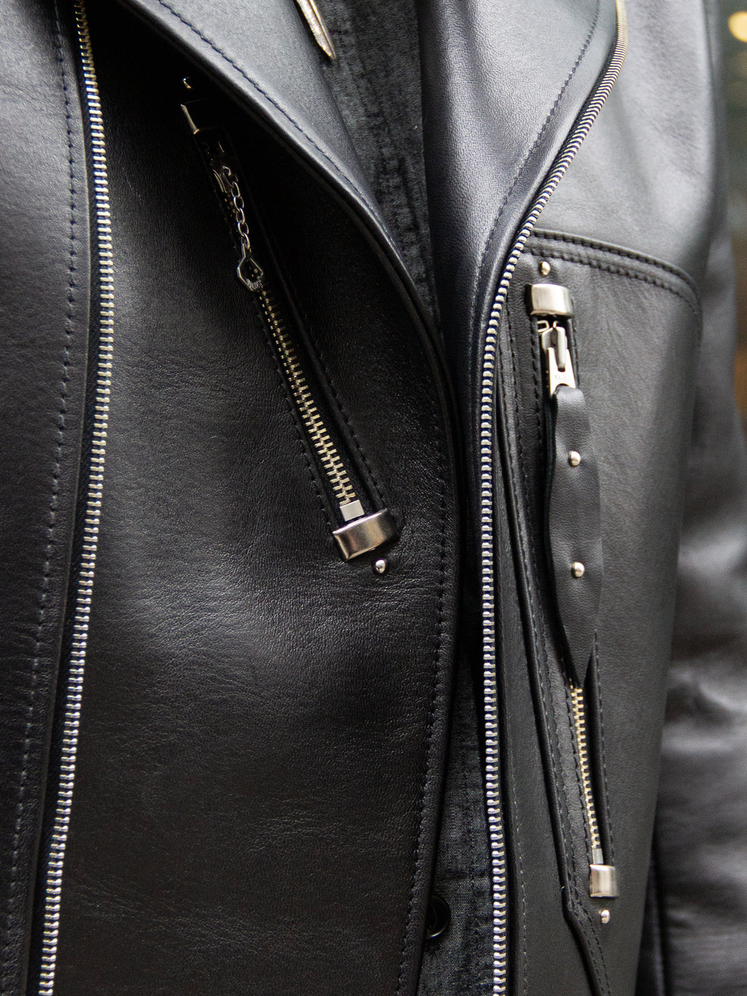 Y'2, Y2-02 1930's Double Motorcycle Jacket, Black Eco Horse