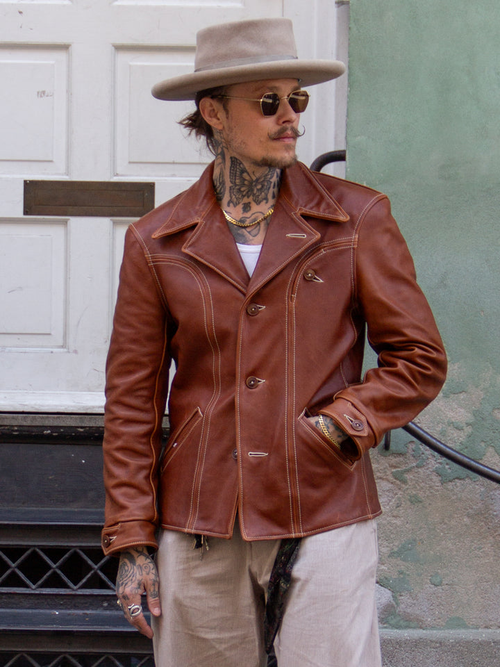 AERO LEATHER ブラウンレザージャケット Aero Leather Clothing, Rockafella, Horween Pinnacle Horsehide