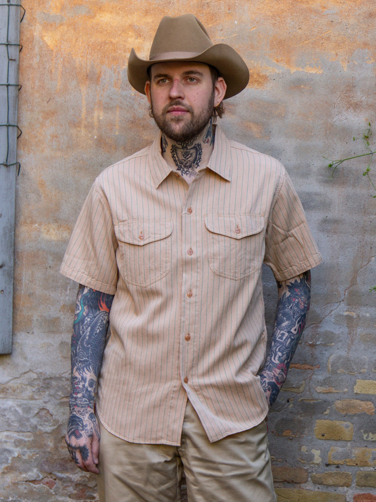Sugar Cane, Work Shirt, Coke Stripe Beige – Wardrobe 19