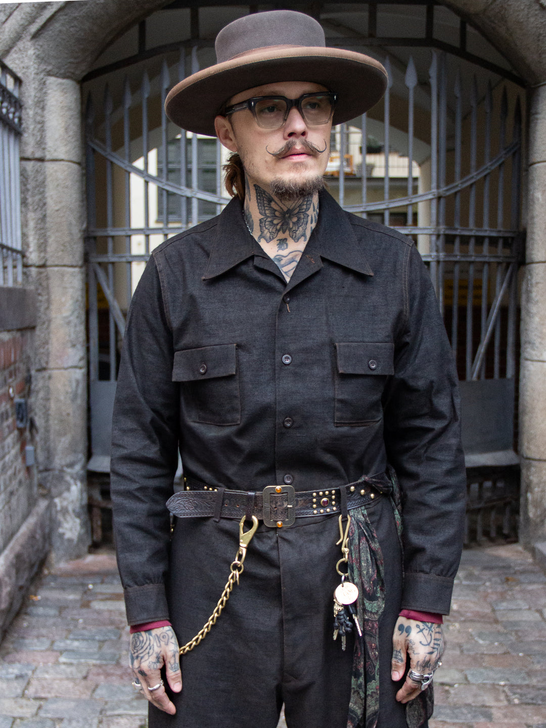 BELAFONTE　2019AWシャツ Belafonte Ragtime Clothing, Doromole Slub Yarn Open Collar No Loop