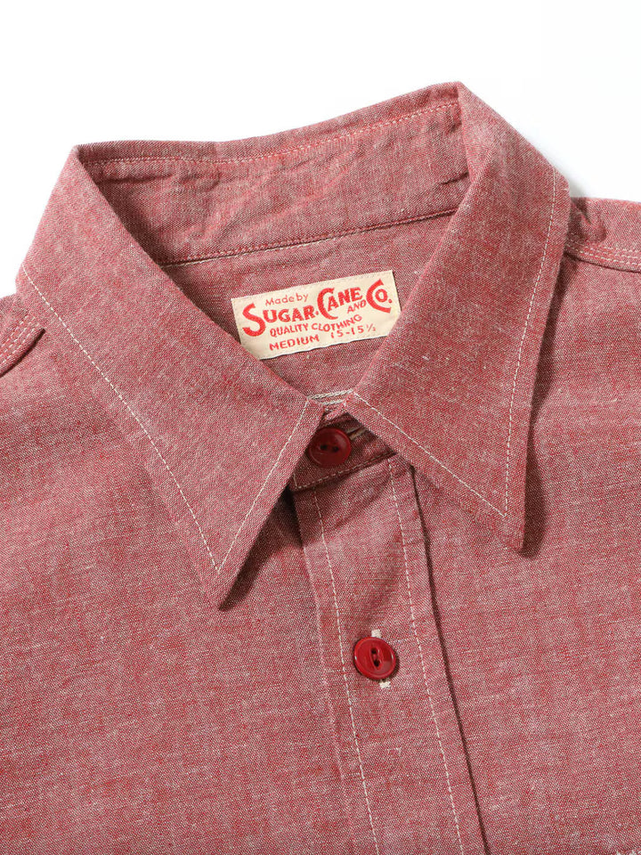 Sugar Cane, SC29682 Work Shirt, Red Chambray – Wardrobe 19