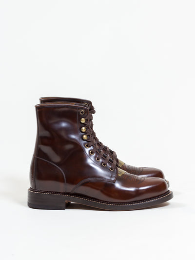 Uncle Bright, Western Lace Boot, Cognac High Shine