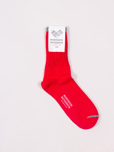 Nishiguchi Kutsushita, Silk/ Cotton Socks, Red