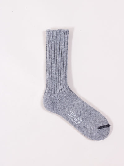 Nishiguchi Kutsushita, Wool Ribbed Socks, Light Gray