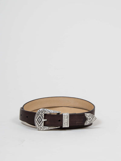 uncle bright, minimalist western belt, brown, læder bælte